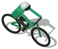 Grünes Fahrrad mit Fahrer